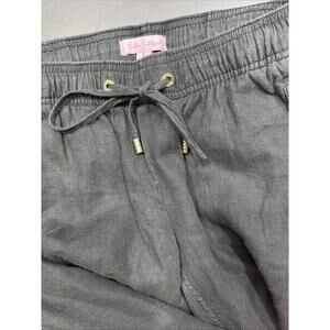 Lilly Pulitzer Linen Casual Pants Organic Black Drawstring Minimalist Designer S